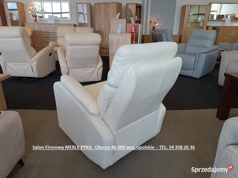 Fotel RELAX w Skórze Naturalnej Bujany Obrotowy Fotele Olesno sprzedam