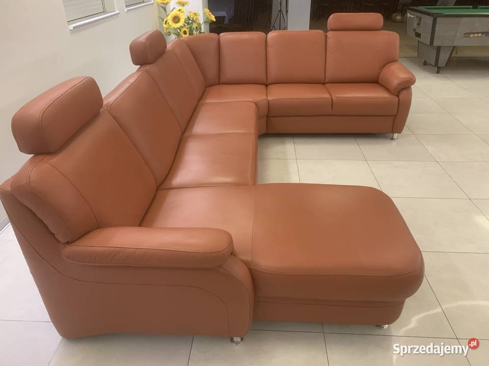 NIEMIECKI NAROŻNIK FOTEL RELAX SKÓRA NATURALNA