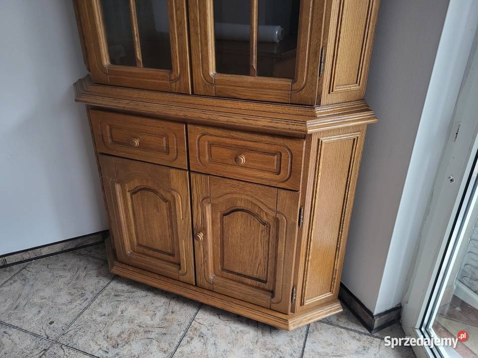 Duża witryna narożna dębowa dąb rustykalny z Sypniewo