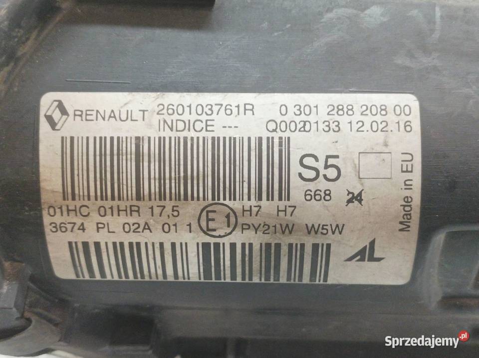 LAMPA PRZÓD PRAWA LIFT EU USZKODZONA 260103761R osobowe świętokrzyskie