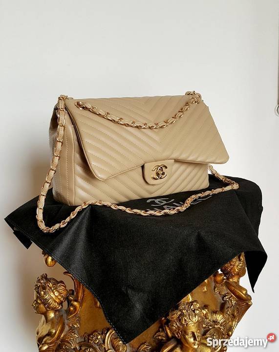 TOREBKA CHANEL 255 PIKOWANA CHANELKA BEŻ ZŁOTO Bydgoszcz