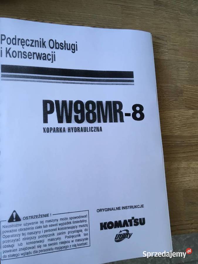 dtr instrukcja obsługi koparka komatsu pw98mr8 i Szczecin sprzedam