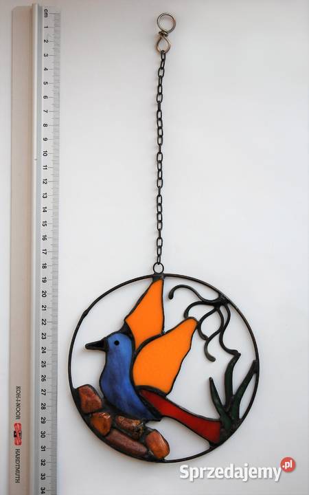 Witraż rajski ptak z bursztynem bursztyn Dekoracje i ozdoby Lublin