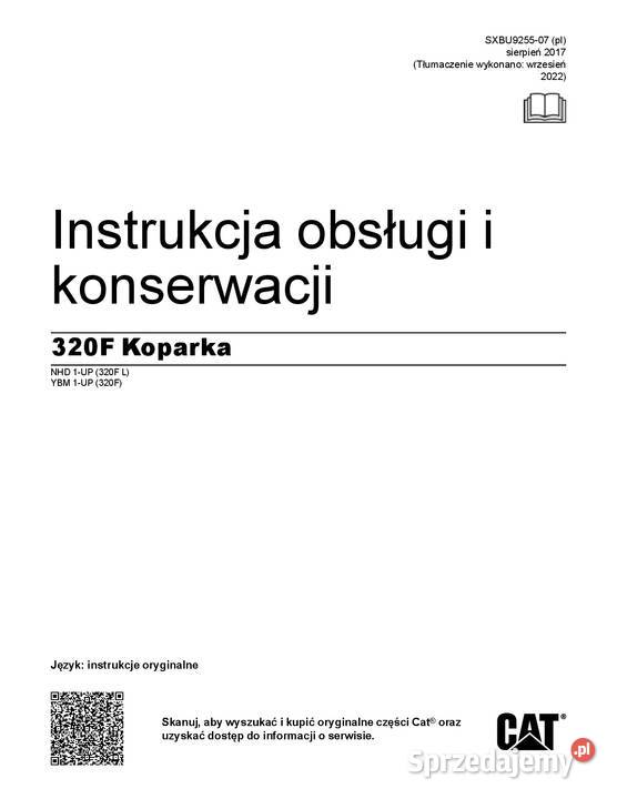 Instrukcja obsługi DTR CATERPILLAR 320F koparka Kraków