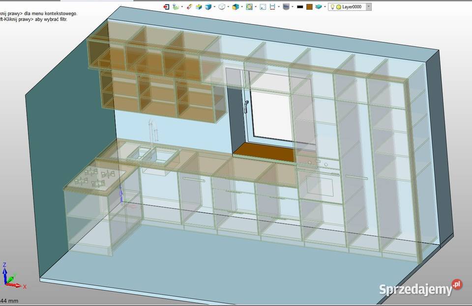 Projektowanie mebli kuchni na wymiar rendering Jeżowe