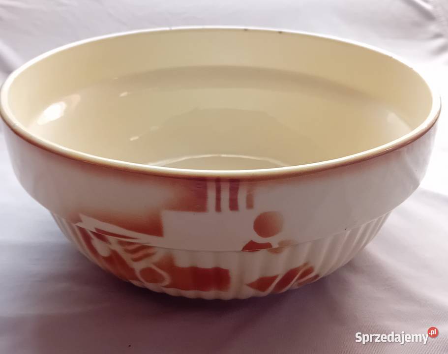 Fajansowa misa art deco zdobiona techniką wielkopolskie