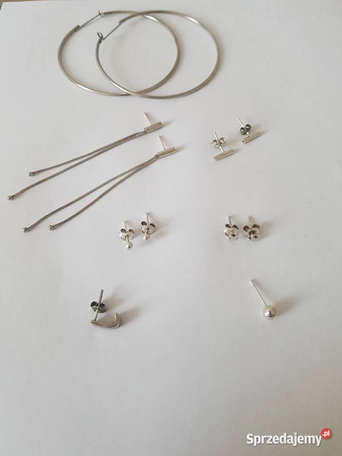 Kolczyki 5 srebrne i posrebrzane Nowy Sącz