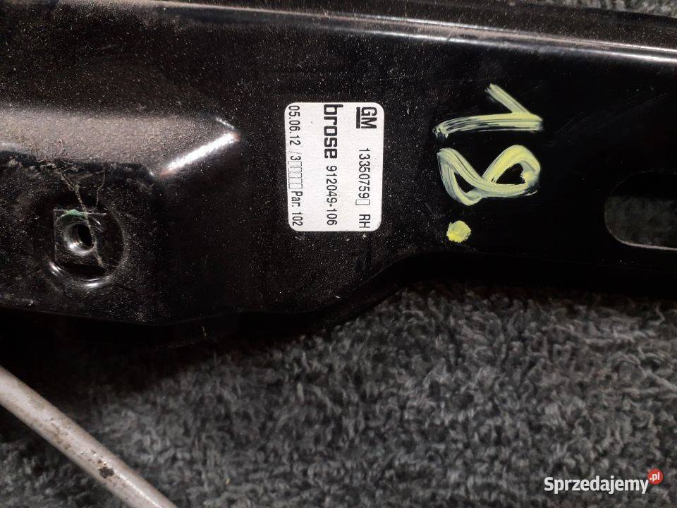 Mechanizm prowadnica szyby Opel Astra J Prawy Włoszczowa