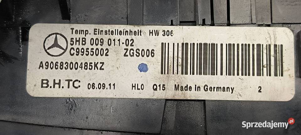 PANEL KLIMATYZACJI MERCEDES SPRINTER 313 Lipno sprzedam