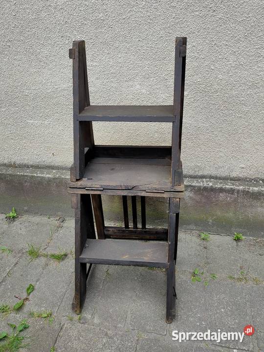 Antyczne krzesło schodki drabinka 788 Kościan