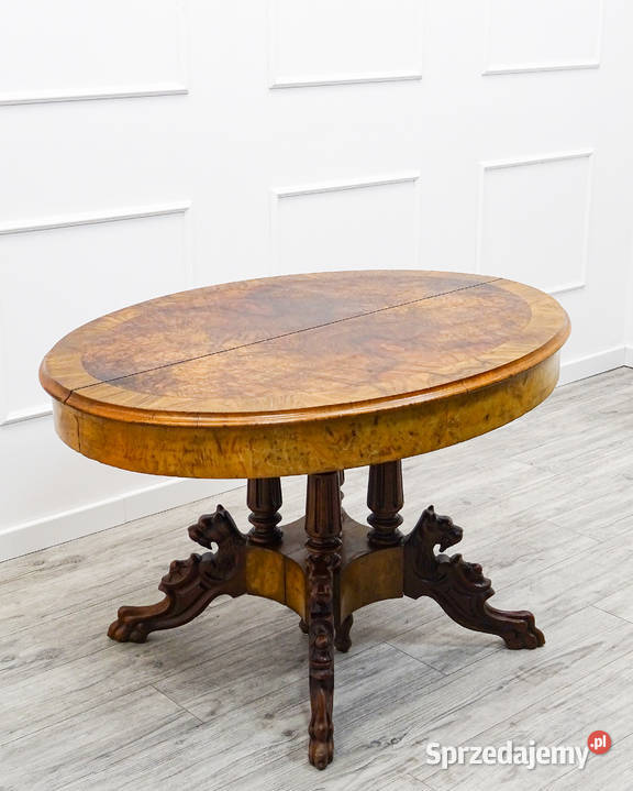 Drewniany STÓŁ rozkładany ORZECHOWY piękny BLAT Kalisz