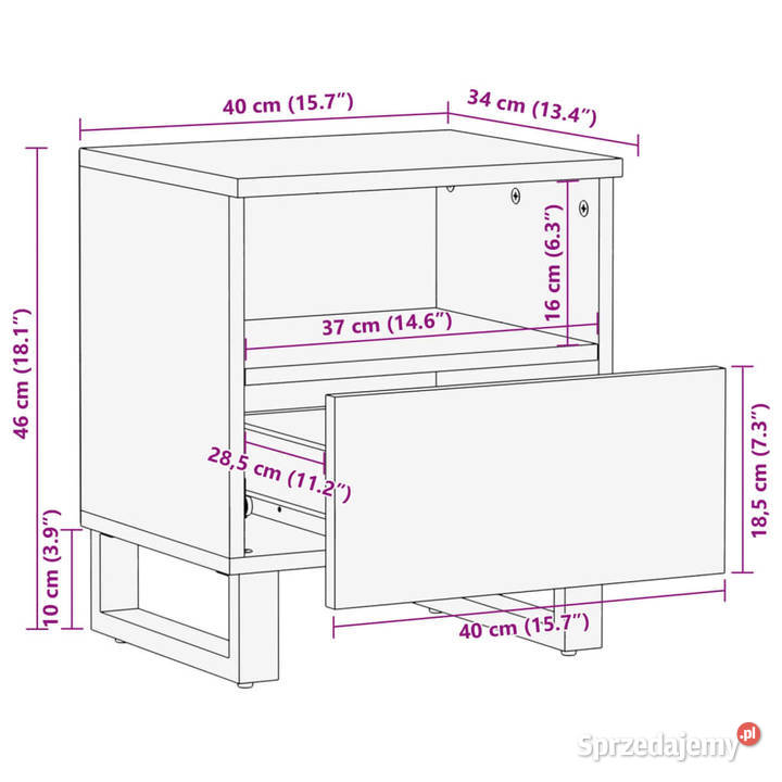 Szafka nocna 40x34x46 lite drewno mango WM377470 Warszawa sprzedam