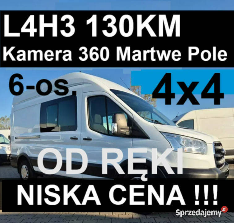 Ford Transit 4X4 L4H3 130 Brygadowy 6osob Kamera 1km Szczecinek sprzedam