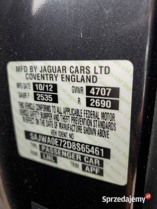 2012 JAGUAR XF 4/5 XF Częstochowa