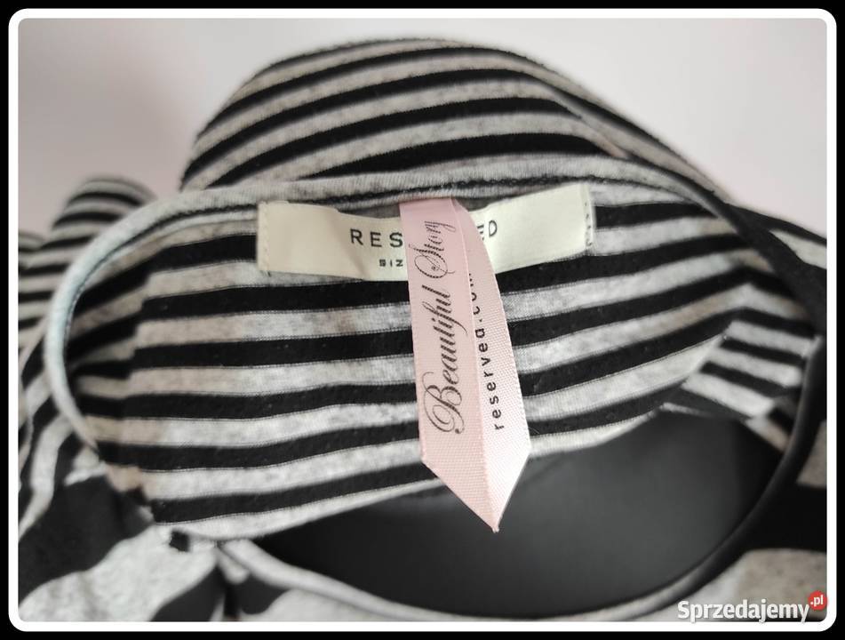 Reserved czarnoszara bluzka w paski oversize 38 Rozmiar 38(M) Bluzki i koszule