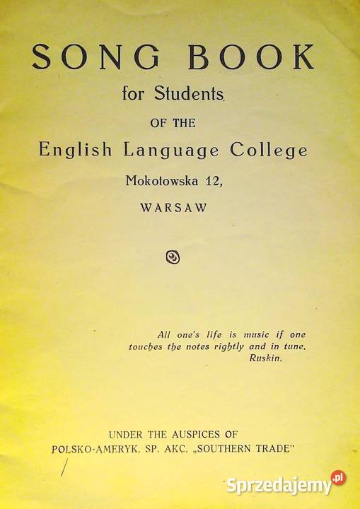Song book for students of the English Language Kraków sprzedam