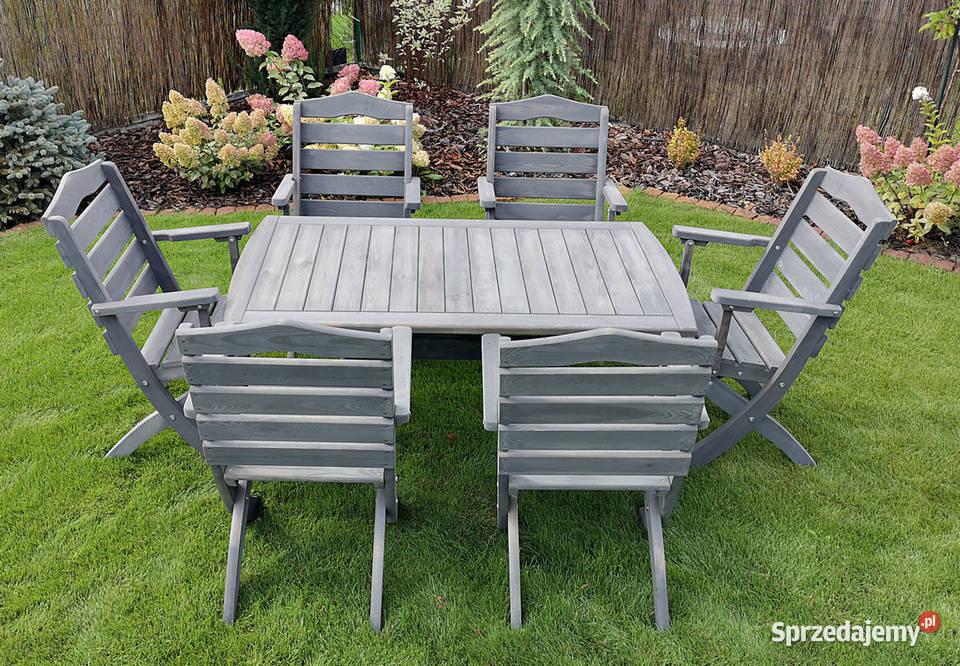 Meble tarasowe ogrodowe drewniane składane typ T drewno Kalety