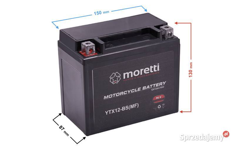 Akumulator Motocyklowy Moretti MTX12BS 10Ah 180A śląskie