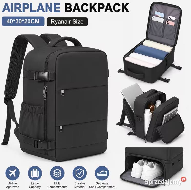 Plecak podróżny do samolotu Airplane backpack warmińsko-mazurskie Warszewo