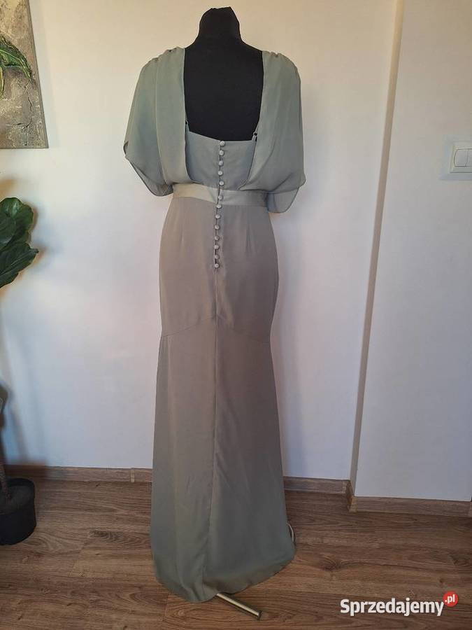 Piękna szałwiowa maxi długa sukienka elegancka Długość Maxi Spódnice i sukienki Kraków