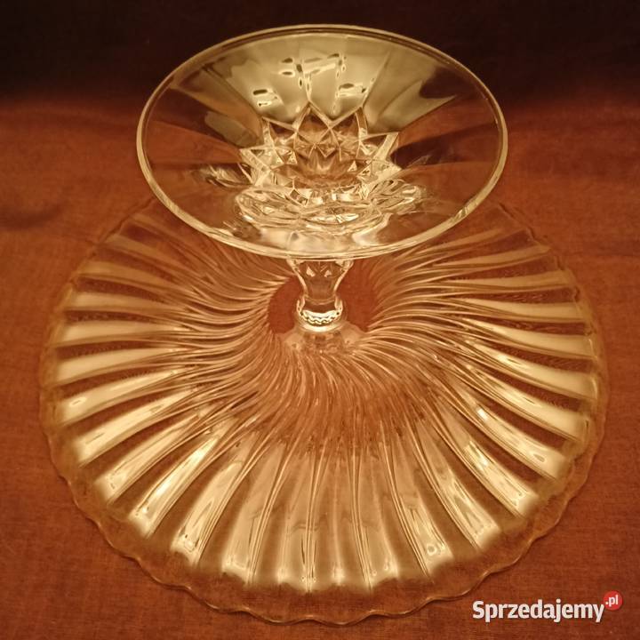Piękna patera kryształowa na tort 325 śląskie Mikołów