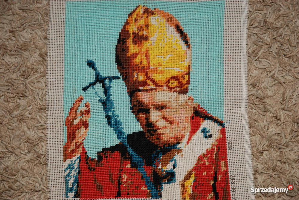 Haft krzyżykowy Papież Jan Paweł II 24 x 295 Pol wielokolorowy Dekoracje i ozdoby mazowieckie Siedlce