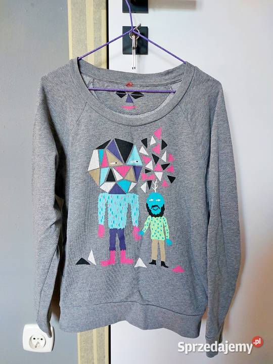 damska bluza szara z nadrukiem HM Poznań