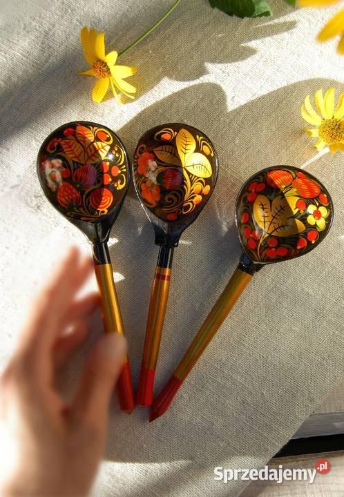 Chochłoma ręcznie malowane rosyjskie łyżki
