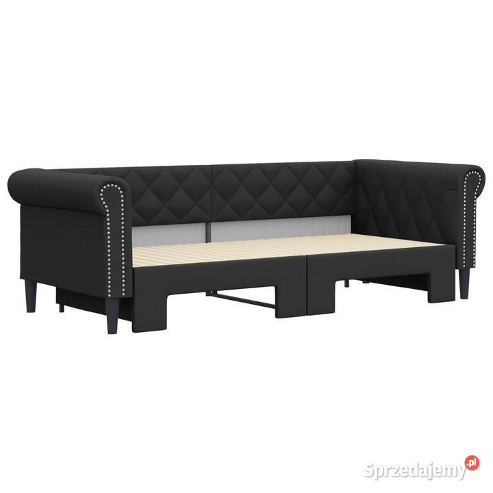 Sofa rozsuwana czarna sztuczna skóra 90x200 Łóżka Warszawa sprzedam