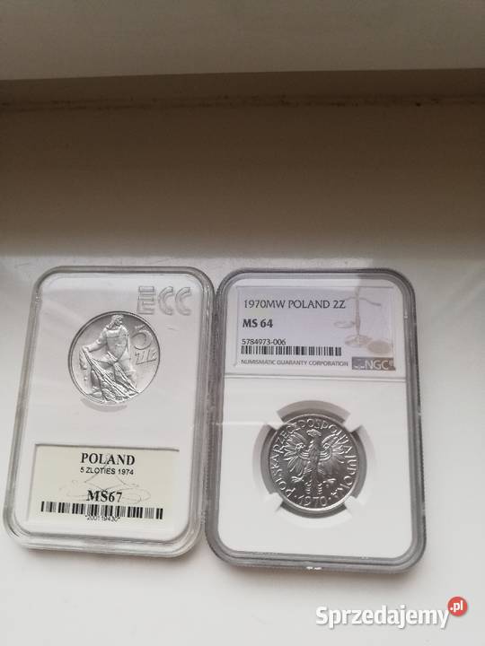 Polska 5 złotych 1974 Rybak Grading zestaw