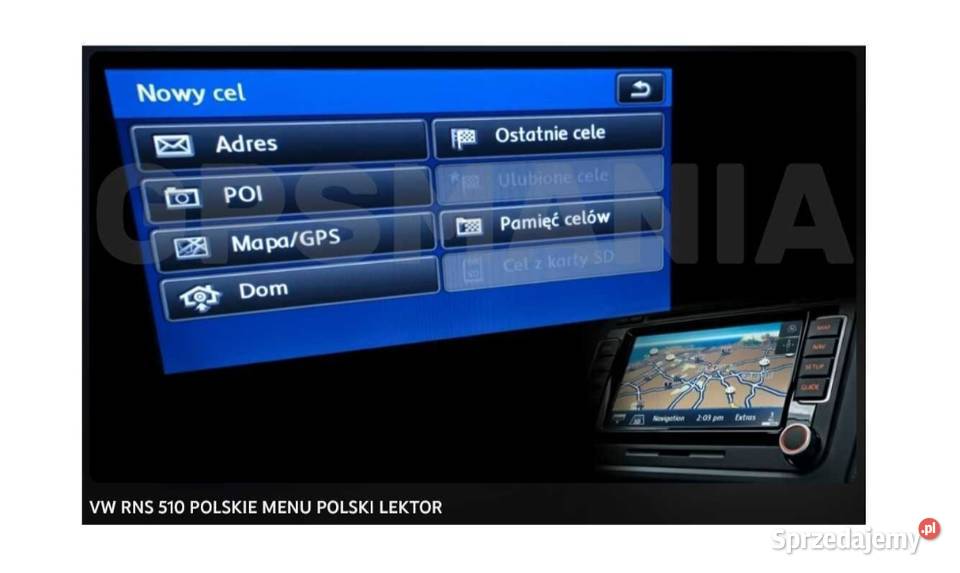 Polskie menu polski lektor Mapa VW RNS 510 810