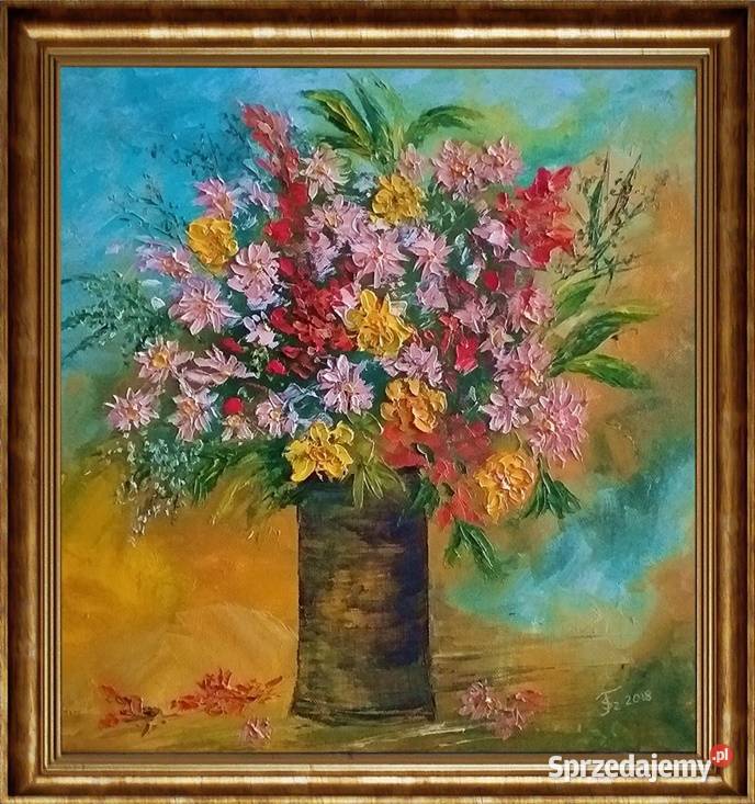 Obraz olejny Polne kwiaty wielokolorowy Lublin sprzedam