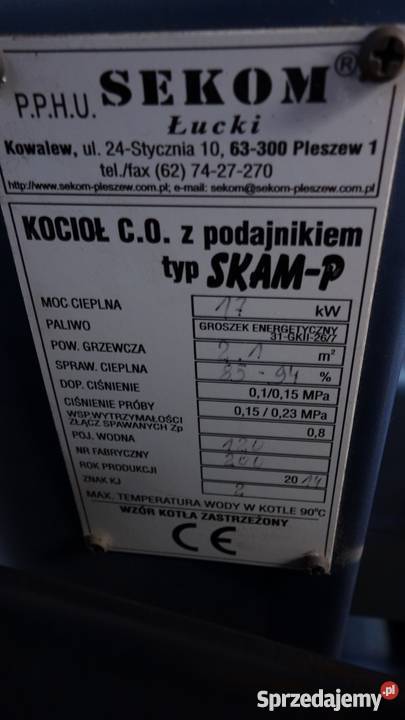 KociołPiec z podajnikiem na ekogroszek 17kw miał Kraków