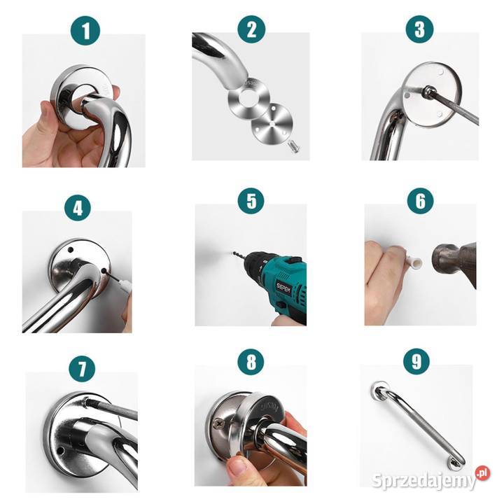 Uchwyt Łazienkowy Antypoślizgowy Biały Połysk