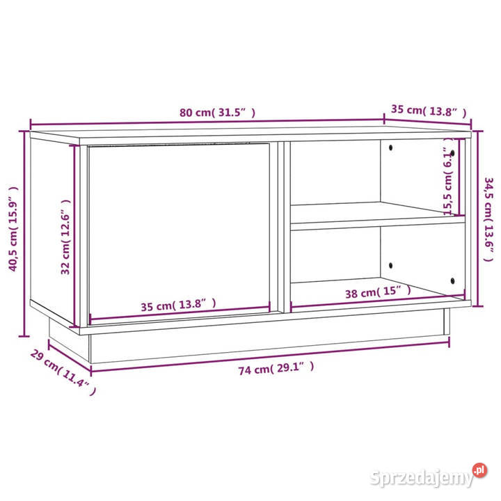 Szafka pod telewizor biała 80x35x405 lite drewno Warszawa