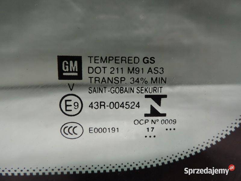 OPEL CROSSLAND X SZYBA KAROSERYJNA PRAWY TYŁ