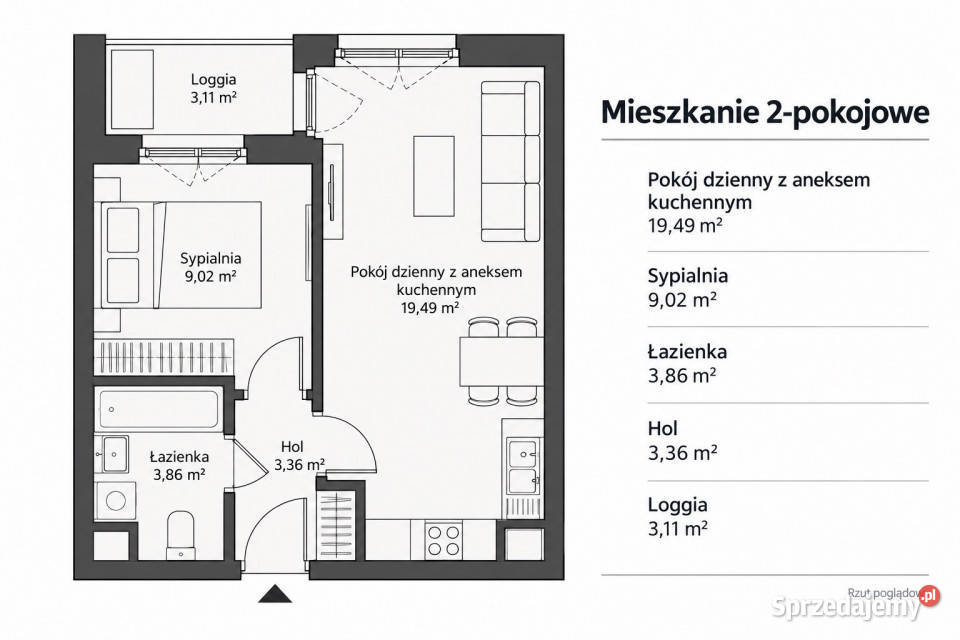 Nowe urządzone mieszkanie 2 pokoje loggia Rok budowy 2025 Poznań