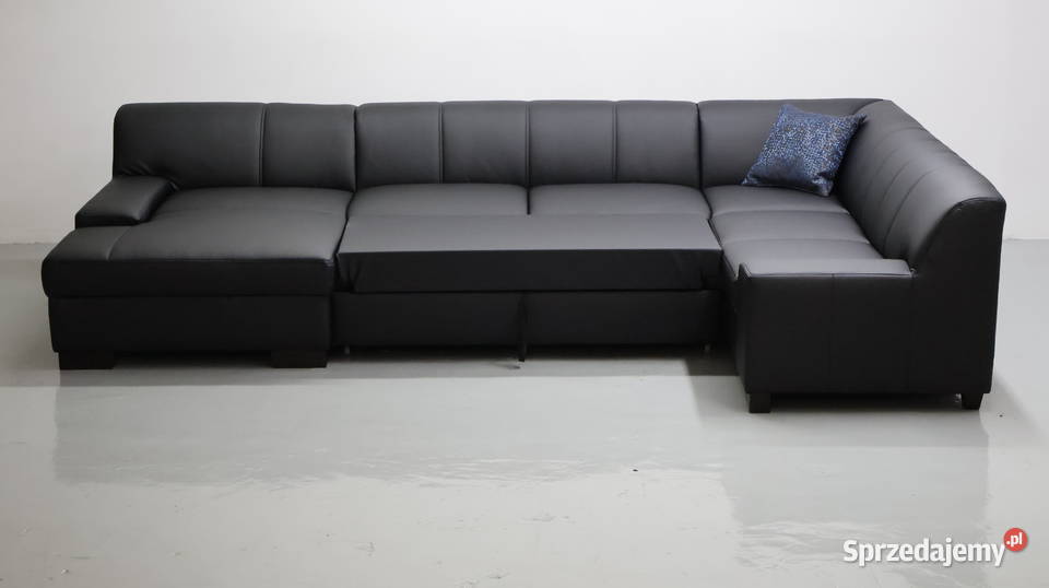 TSD nowy narożnik U funkcją spania czarna eko Poznań sprzedam