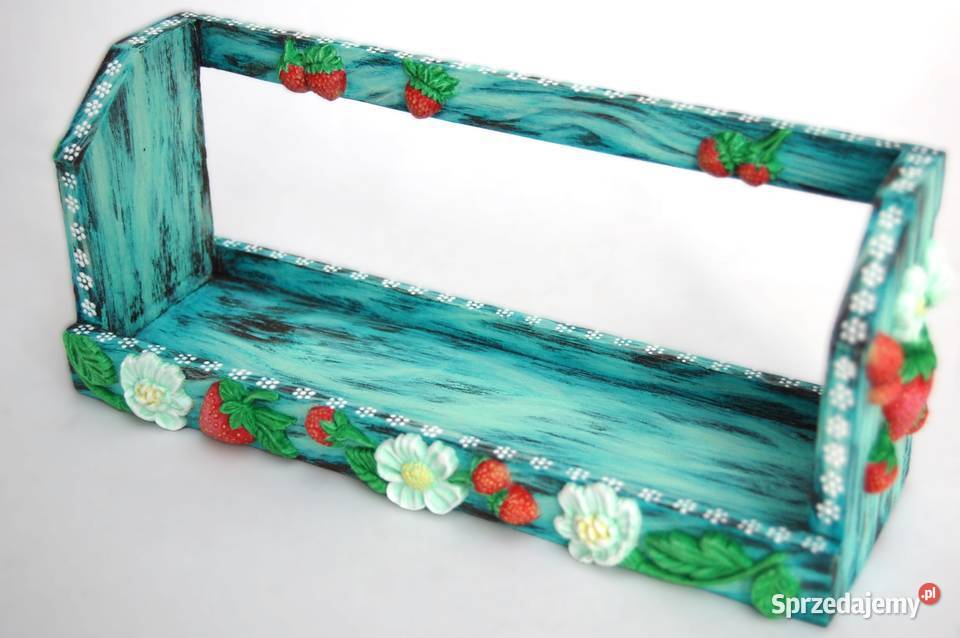 Drewniana półka na przyprawy ręcznie malowana Pozostałe lubelskie Lublin