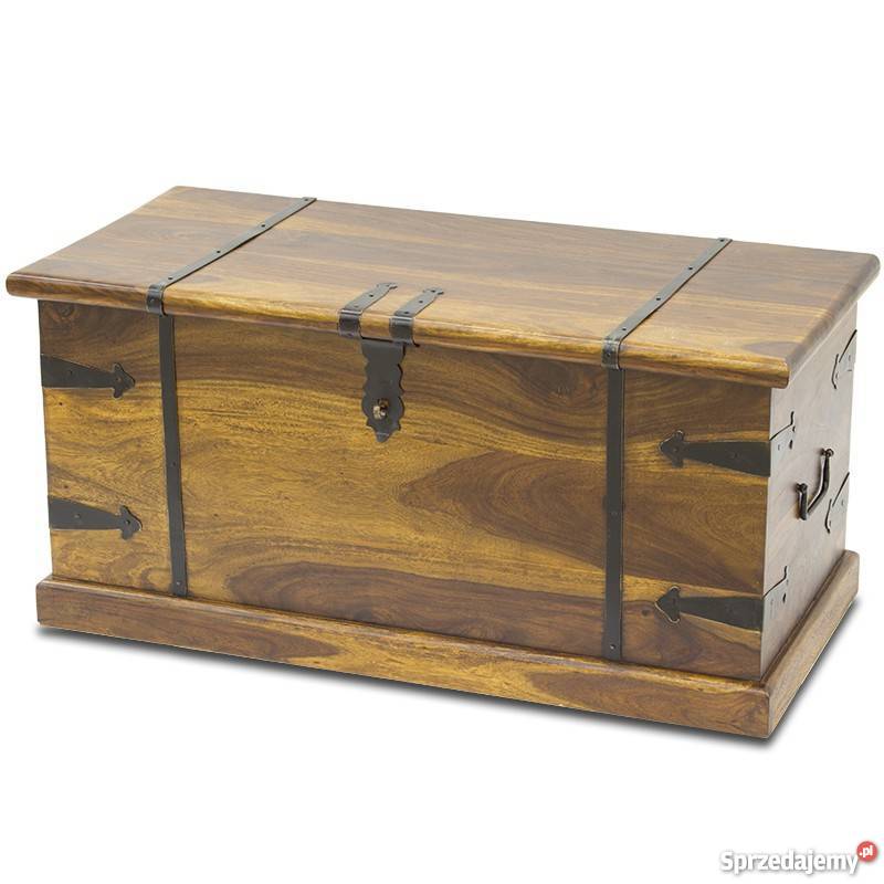 piękna drewniana skrzynia kufer posagowy drewno egzotyczne