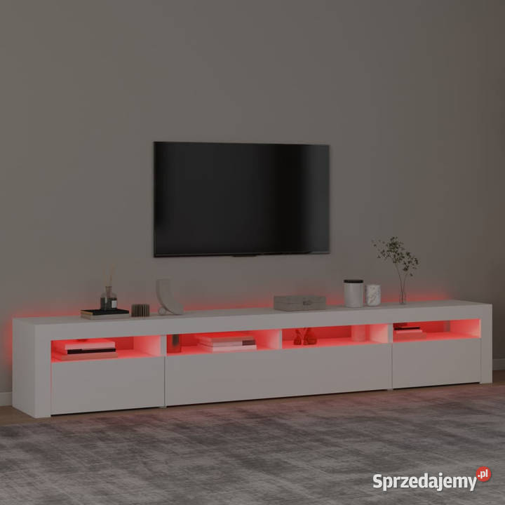 Szafka pod TV z oświetleniem LED biała 240x35x40