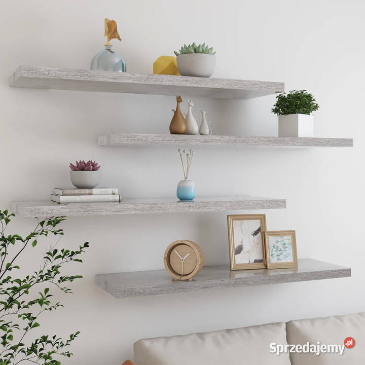 Półki ścienne 4 szarość betonu 90x235x38 MDF
