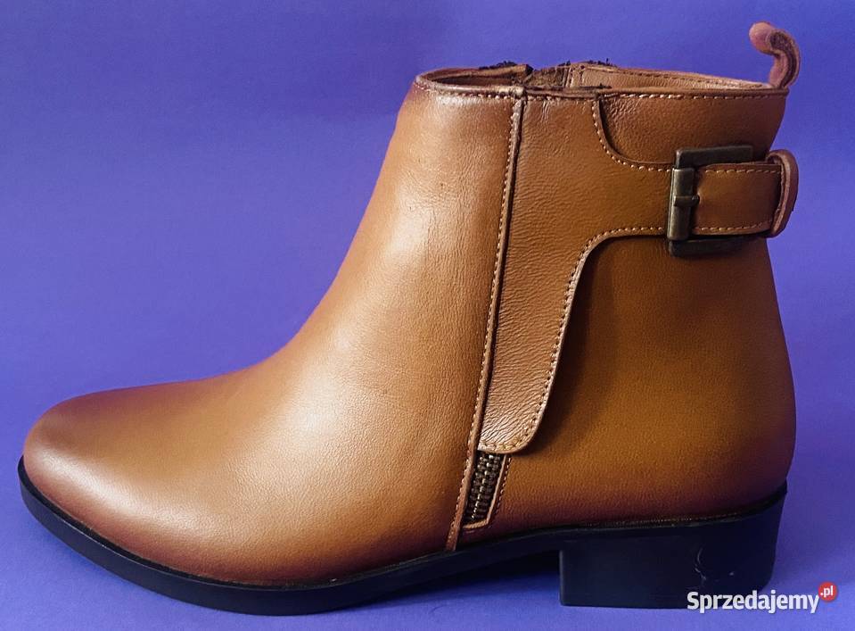 Brązowe skórzane ocieplane damskie botki rozmiar Moda i Styl Żyrardów sprzedam