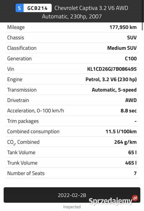 SILNIK Opel Antara 32 V6 230 udokumentowane 177 Rudka