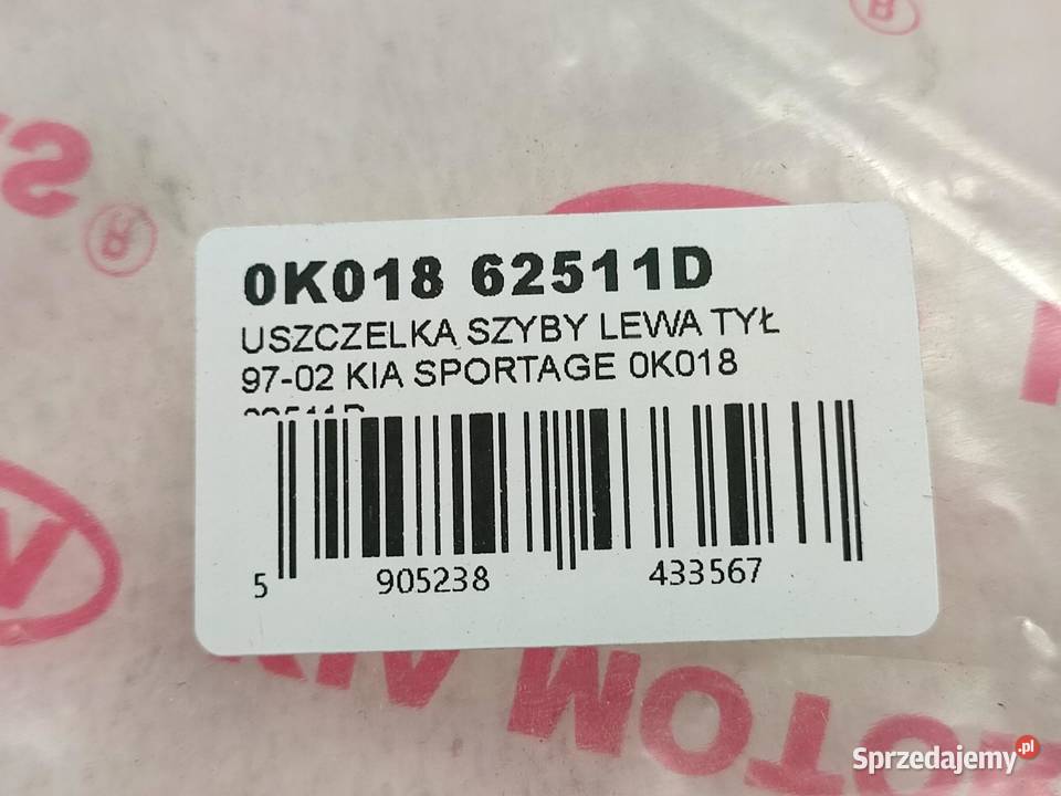 USZCZELKA SZYBY LEWY TYŁ KIA SPORTAGE AT EX Uszczelki szyb Części samochodowe