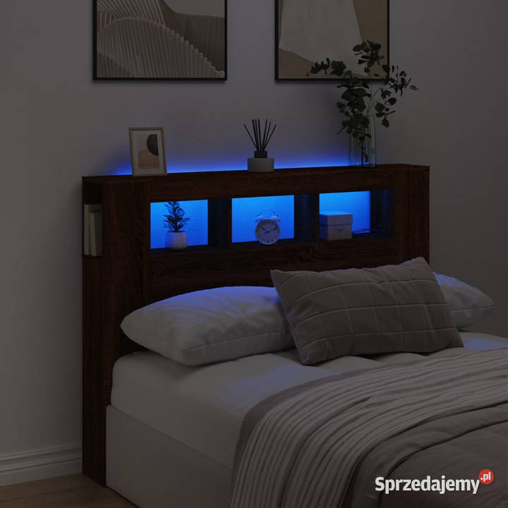 Wezgłowie łóżka z LED brązowy dąb 140x185x1035 Warszawa