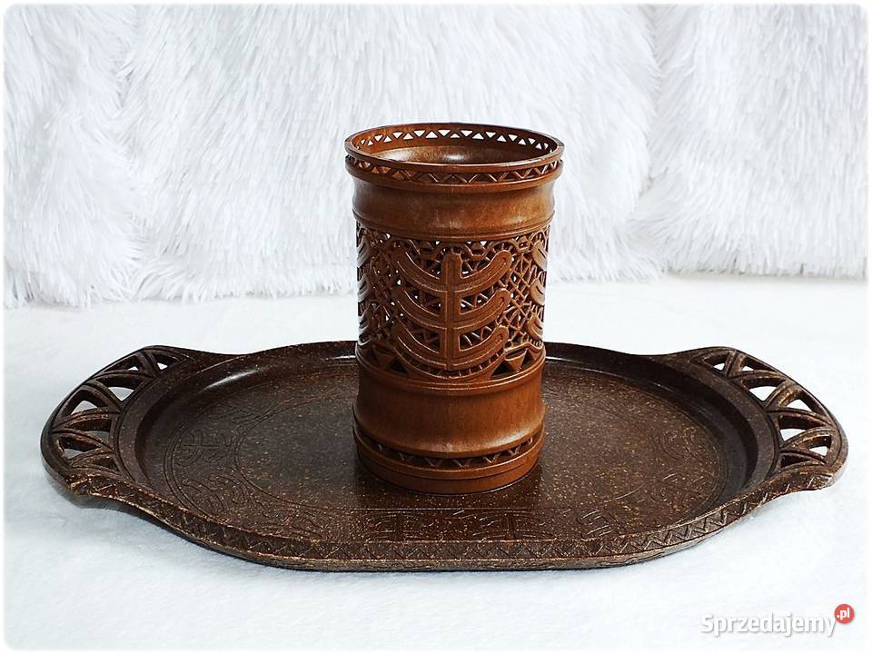 Serwetnik Taca Z Ch Uranium Komplet PRL Pojemnik Antyki lubuskie sprzedam