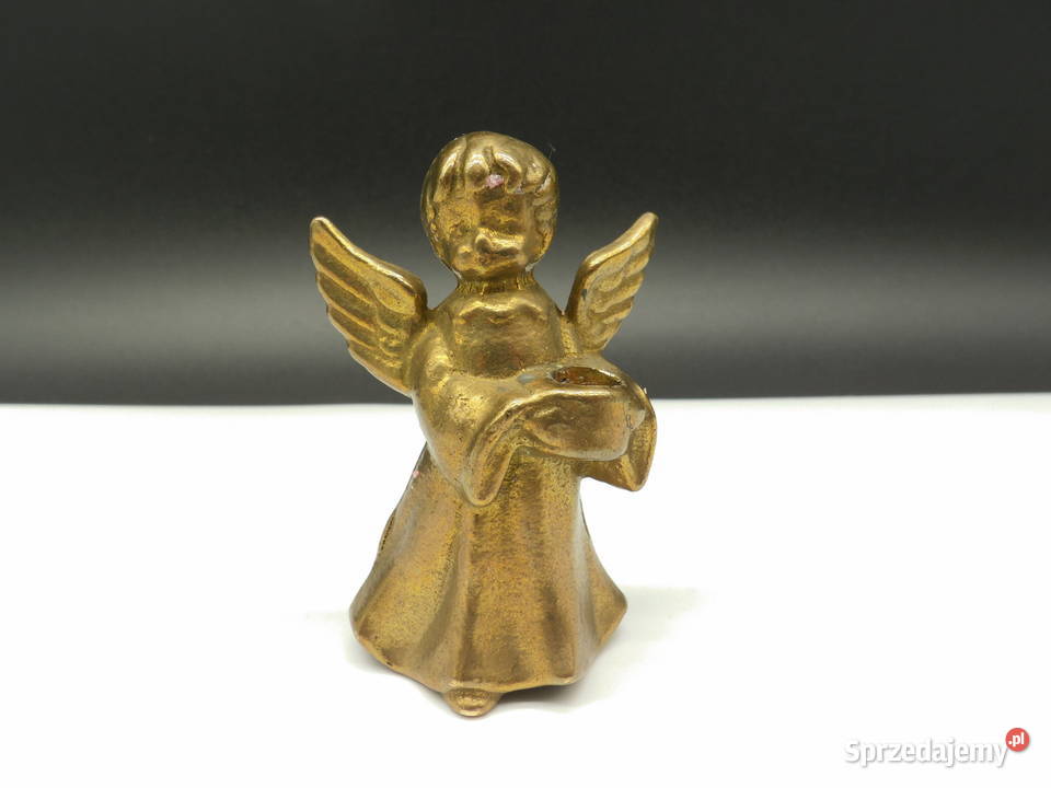 Stary Mosiężny Aniołek Figurka Świecznik Raszków