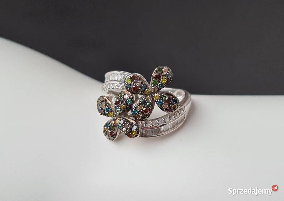 Pierścionek ze srebra 925 diamenty naturalne Otwock