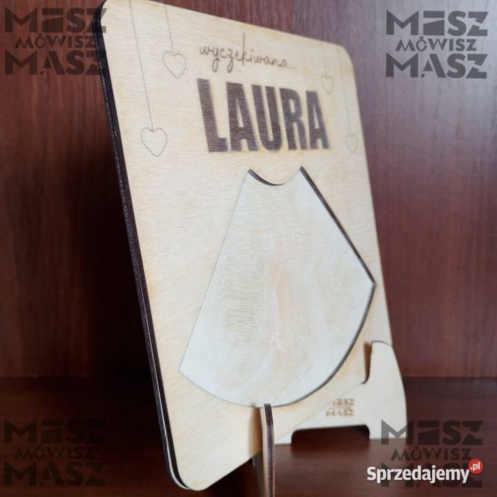 Ramka usg wyczekiwane dziecko ciąża drewno Racot